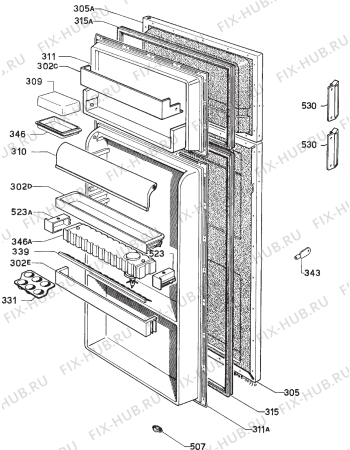 Взрыв-схема холодильника Zanussi ZX732/2T - Схема узла Door 003